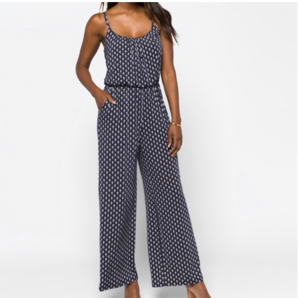 Kayleigh Navy Blue Paisley Print Jumpsuit vacation date night